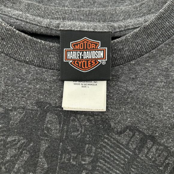 VTG y2k Men's Grey Harley Davidson Legendary Motorcycles Long Sleeve Shirt Sz L - Picture 4 of 8